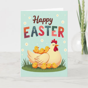 Frohe Ostern Hühnerfamilienkarte Karte