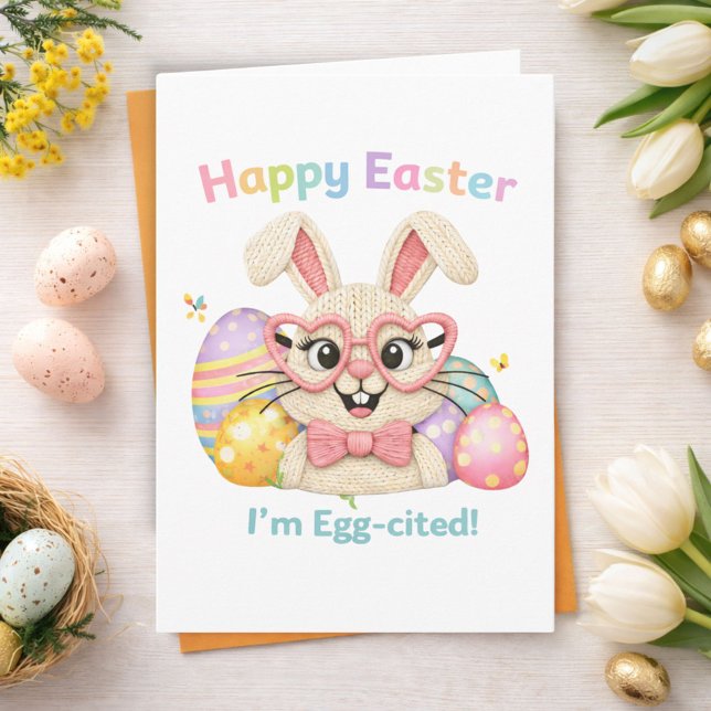 Frohe Ostern, ich bin Ei-gespannt Hase  Karte (Von Creator hochgeladen)