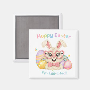 Frohe Ostern Ich bin Ei-gespannt Hase  Magnet