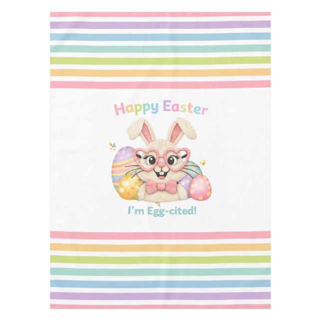 Frohe Ostern Ich bin Ei-gespannt Hase  Tischdecke (Vorderseite)