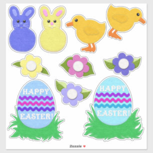 Frohe Ostern! Imitate fühlen sich weiß oder klar Aufkleber