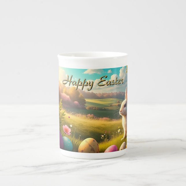 Frohe Ostern in einer Frühlingslandschaft Prozellantasse (Vorderseite)