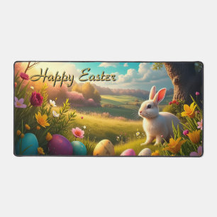 Frohe Ostern in einer Frühlingslandschaft Schreibtischunterlage