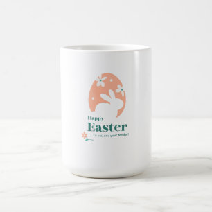 Frohe Ostern – Kaninchen & Ei Florales Design Kaffeetasse