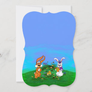 Frohe Ostern! Kaninchen mit Bunny und Chick Feiertagskarte