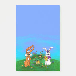 Frohe Ostern! Kaninchen mit Bunny und Chick Post-it Klebezettel