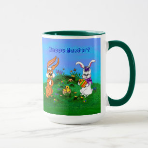 Frohe Ostern! Kaninchen mit Bunny und Chick Tasse