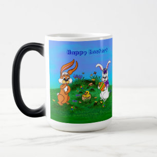 Frohe Ostern! Kaninchen mit Bunny und Chick Verwandlungstasse