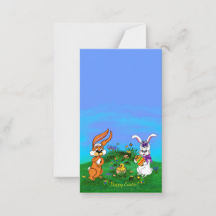 Frohe Ostern! Kaninchen mit Häschen und Küken Mitteilungskarte
