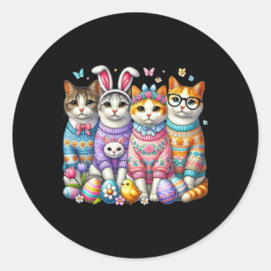 Frohe Ostern Katze Eier Lustig Passend Männer Frau Runder Aufkleber