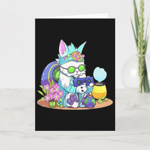Frohe Ostern Katze Hase Lustiger Gamer Videospiel Karte