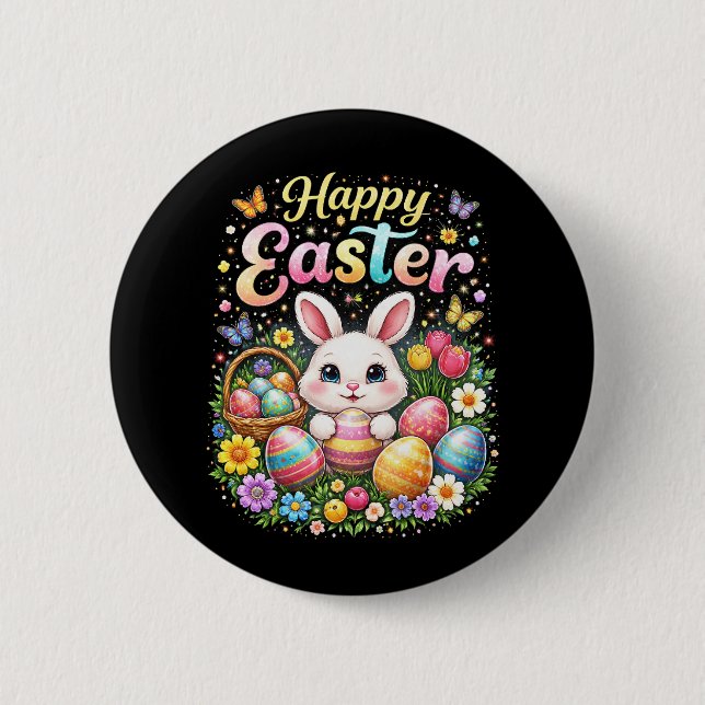 Frohe Ostern kleiner Hase Button (Vorderseite)
