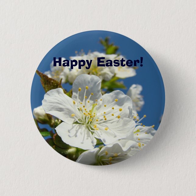Frohe Ostern! Knöpfe Kirschblüten Blumen Button (Vorderseite)