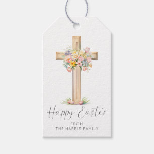 Frohe Ostern Kreuz Floral Geschenkanhänger