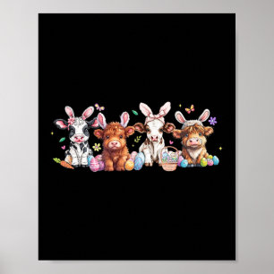 Frohe Ostern Kuh Ostern Ei Ostern Retro Poster