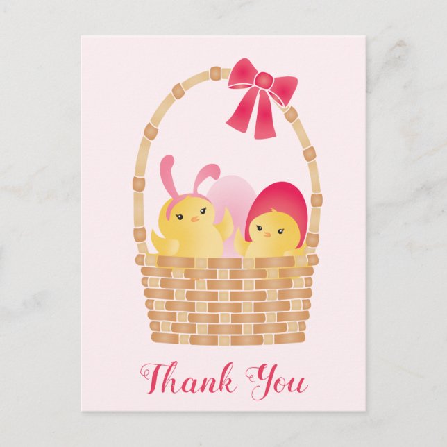 Frohe Ostern Küken Rosa Postkarte (Vorderseite)