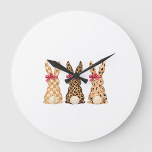 Frohe Ostern Leopard Bunny Coquette Schleife Mädch Große Wanduhr