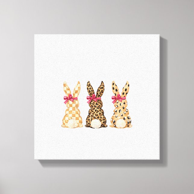 Frohe Ostern Leopard Bunny Coquette Schleife Mädch Leinwanddruck (Vorderseite)
