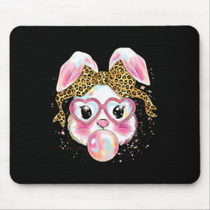 Frohe Ostern Leopard Coquette Schleife Hase Bläst Mousepad