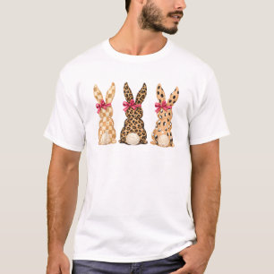 Frohe Ostern Leopard Hase Coquette Schleife Mädche T-Shirt