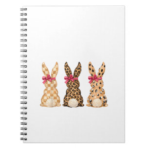 Frohe Ostern Leopard Hase Kokette Schleife Mädchen Notizblock