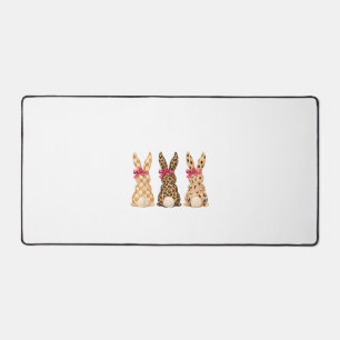 Frohe Ostern Leopard Hase Kokette Schleife Mädchen Schreibtischunterlage