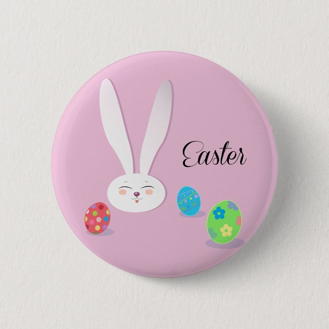 Frohe Ostern Lustiger Hase Button (Vorderseite)
