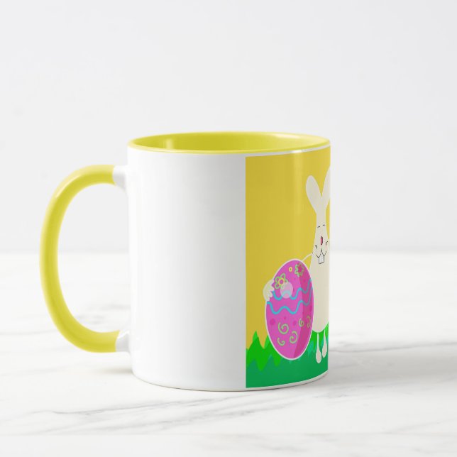 Frohe Ostern - lustiger Hase mit Eiern Tasse (Links)