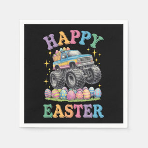 Frohe Ostern Lustiger Monster Truck zerdrückt Eier Serviette