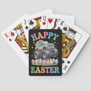 Frohe Ostern Lustiger Monster Truck zerdrückt Eier Spielkarten