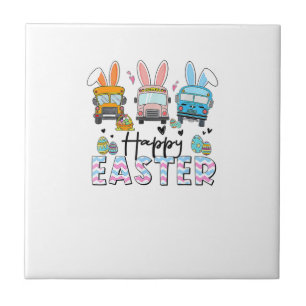 Frohe Ostern Lustiger Schulbusfahrer Leben Glückli Fliese
