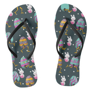 Frohe Ostern - Lustiges Hase-Wunsch-Muster       Flip Flops