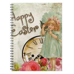 frohe ostern mädchen notizblock