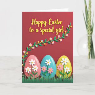 Frohe Ostern Mädchen Papierkunst Grußkarte Karte
