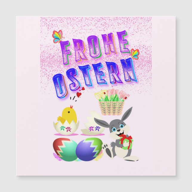 Frohe Ostern Magnetkarte (Vorderseite)