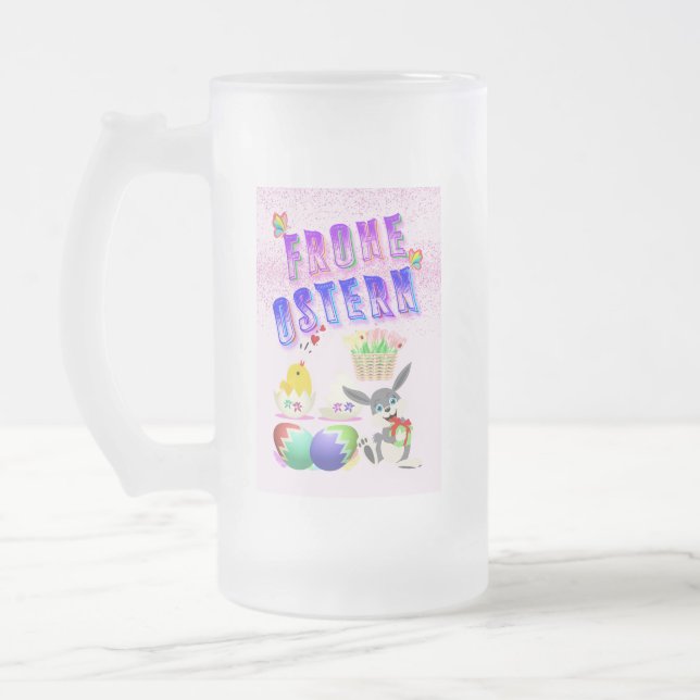 Frohe Ostern Mattglas Bierglas (Links)