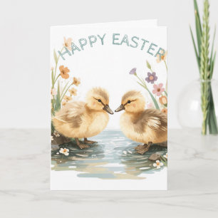 Frohe Ostern mit Baby-Enten Karte