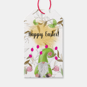 Frohe Ostern mit Bunny, Gnome und Iris Geschenktag Geschenkanhänger
