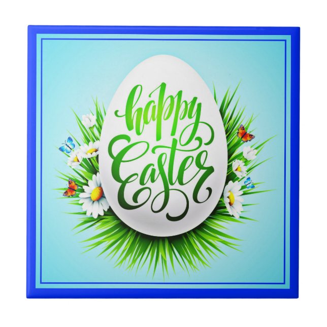 Frohe Ostern mit Frühlingsblumen-23180 Fliese (Vorderseite)