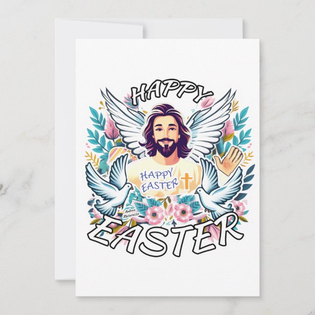 Frohe Ostern mit Jesus Feiertagskarte (Vorderseite)