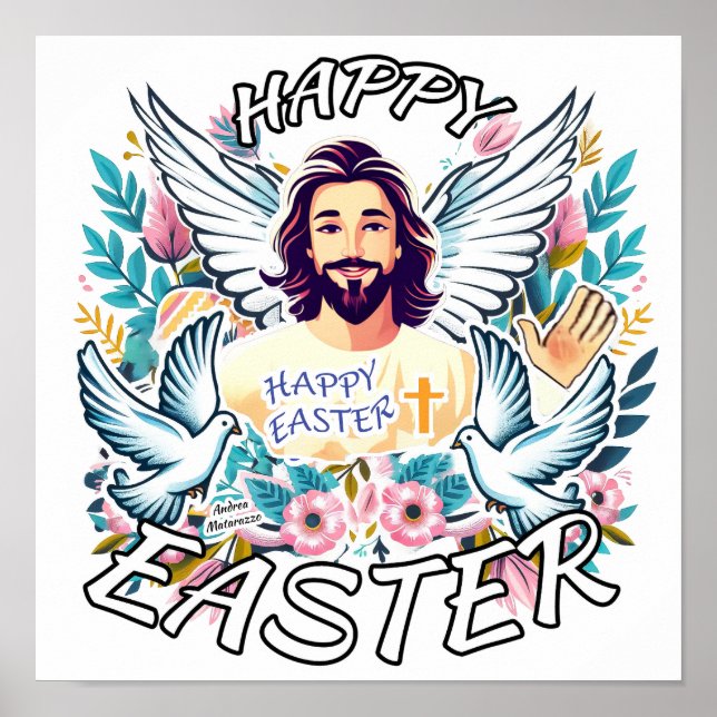 Frohe Ostern mit Jesus Poster (Vorne)