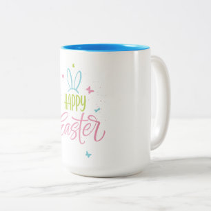 Frohe Ostern mit Schmetterlingen Zweifarbige Tasse