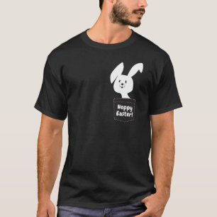 Frohe Ostern mit Schwarz-Weiß-Hasen-Cartoon T-Shirt