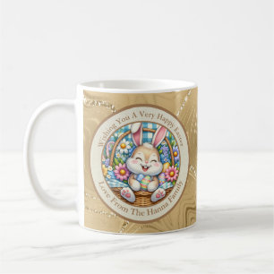 Frohe Ostern mit süßem Hasen, Eiern und Blumen Kaffeetasse