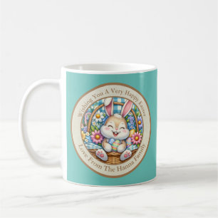 Frohe Ostern mit süßem Hasen, Eiern und Blumen Kaffeetasse