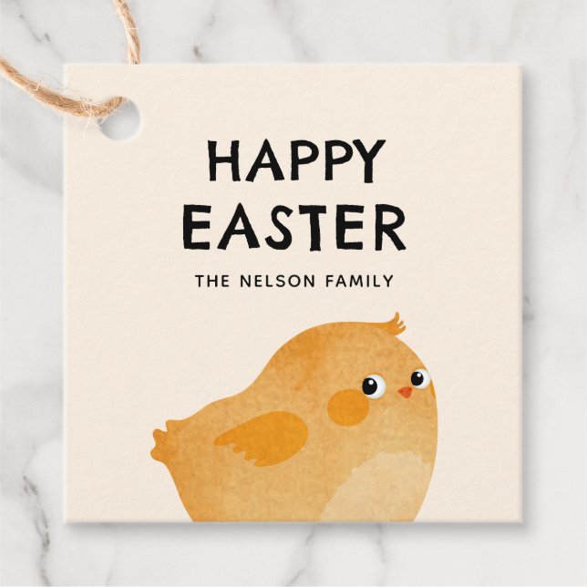 Frohe Ostern mit wenig Orangenhahn Geschenkanhänger (Vorderseite)