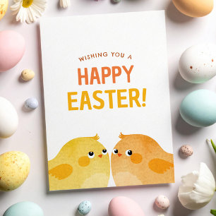 Frohe Ostern mit zwei kleinen Aquarell-Küken Einladung