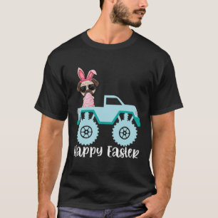Frohe Ostern Mops Hund fährt auf Monstertruck Klei T-Shirt