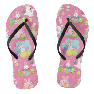 Frohe Ostern - Muster Lustiger Hase und Eier Flip Flops