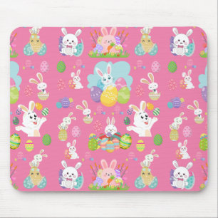 Frohe Ostern - Muster Lustiger Hase und Eier Mousepad